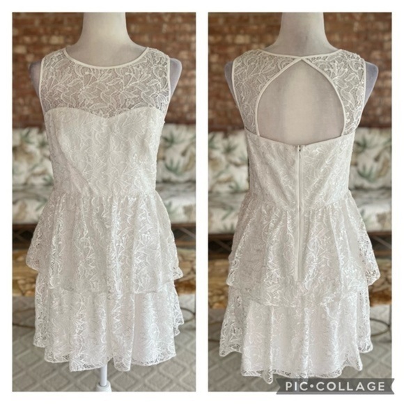 Max and Cleo White Lace Tiered Dress NWT 8 - Picture 3 of 17